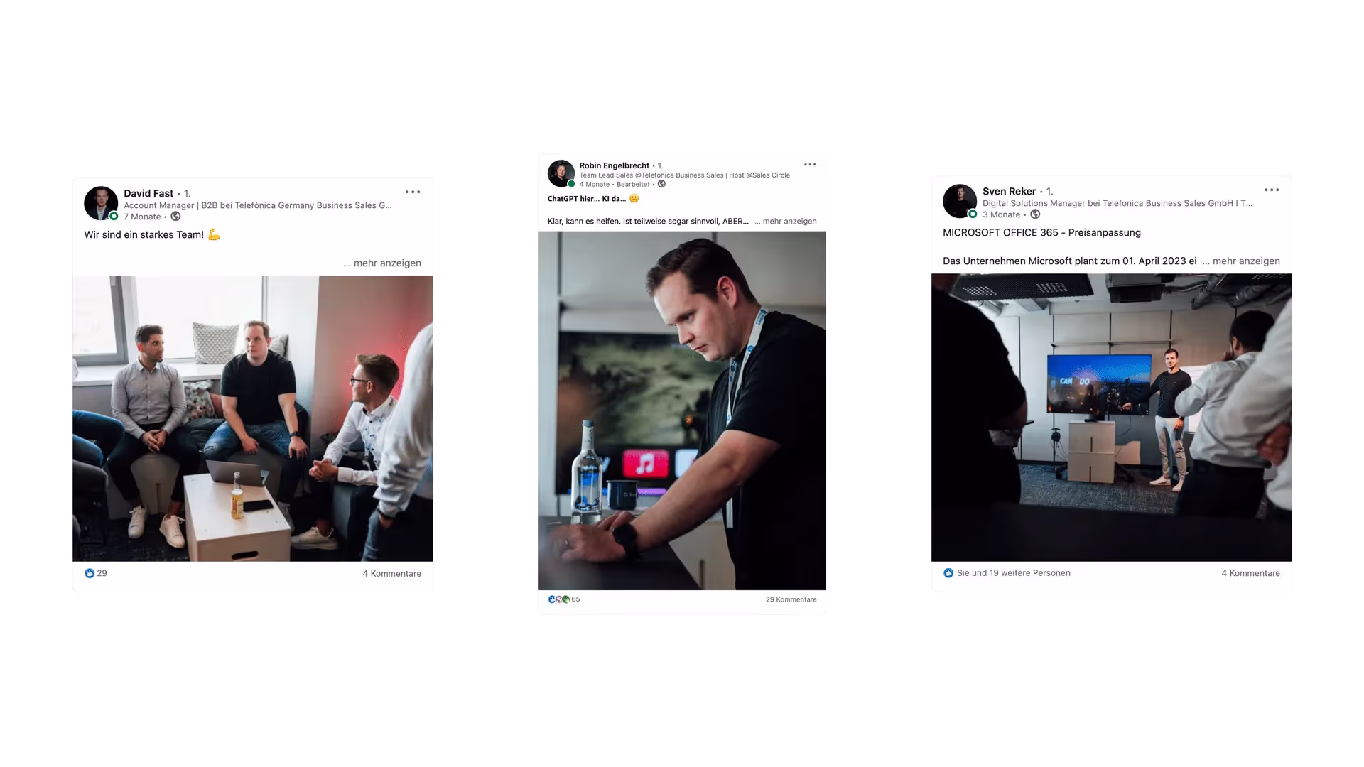 Drei Vorschaubilder nebeneinander von Postings