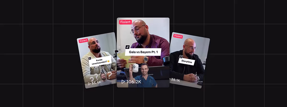 Drei Bilder von einem TikTok-Dreh